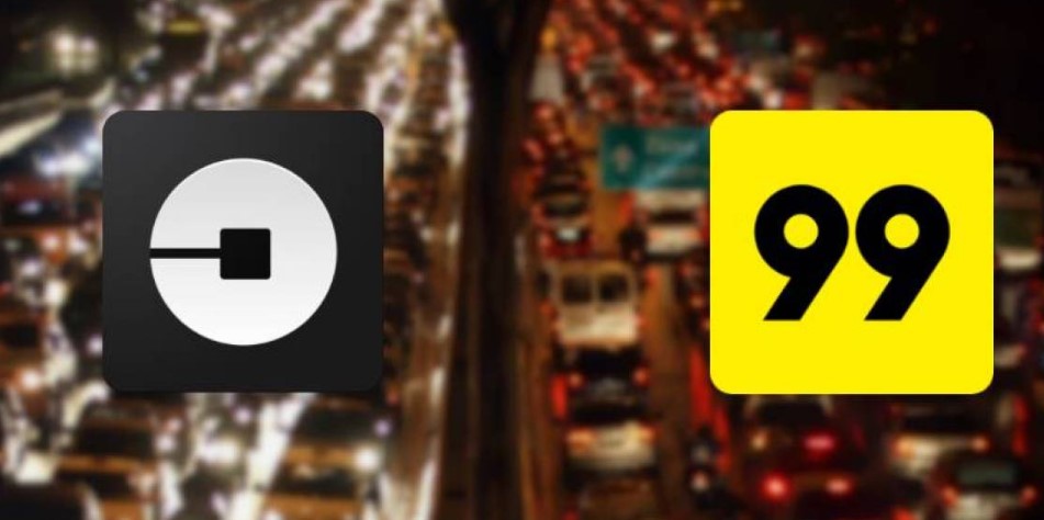 Adesivo da Uber e da 99táxis.